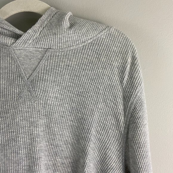 NWT TREASURE + BOND Grey Waffle Hooded Long Sleeve Shirt (M) - Picture 3 of 7